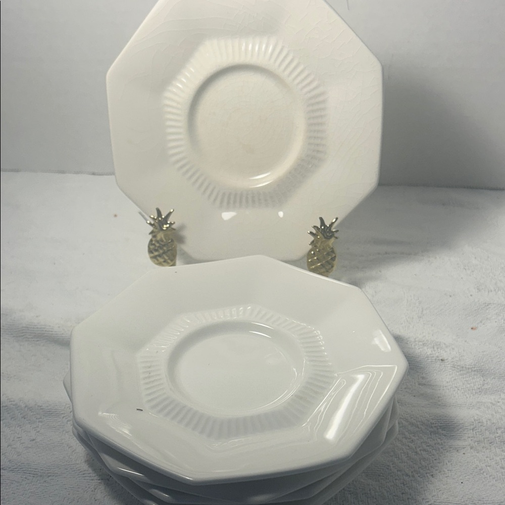 Classic White Octagonal Dinner Saucers 6 inch Set of 5